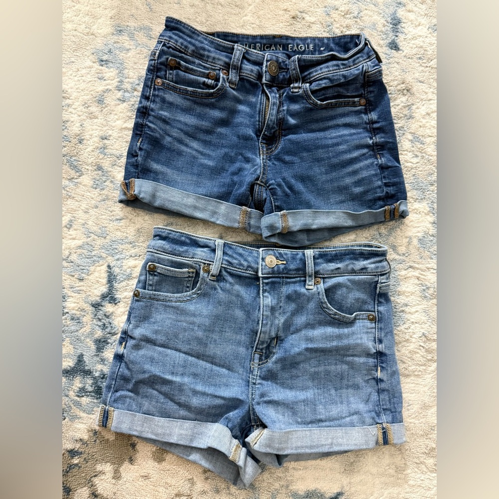 American Eagle Outfitters Dark and Light Blue Jean Shorts